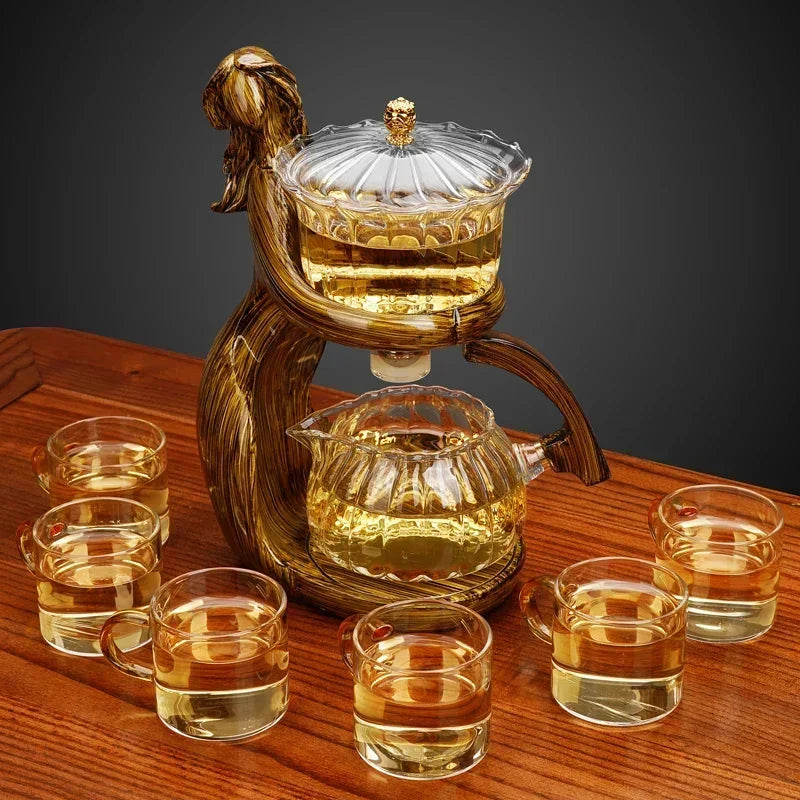 Creative Female Statue Teapot Set in Heat-Resistant Glass
